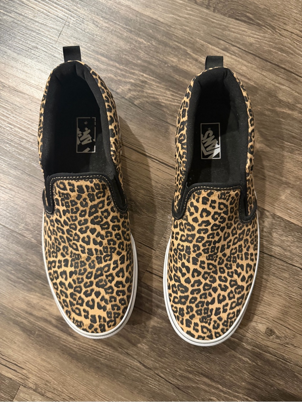 Vans Slip-On Leopard Print Shoes - Tan/Black